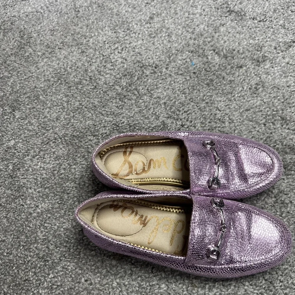Sam Edelman Shoes Girls Size 13 Purple Metallic Loafer Horsebit Slip‎ On EU 31